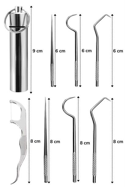 BUFFER® 7 Parça Paslanmaz Çelik Ağız Diş Tartar Sökücü Temizlik Bakım Seti