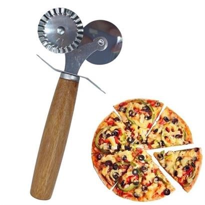 BUFFER® Ahşap Saplı 2li Hamur Kesme Ruleti Düz ve Dalgalı Pizza Börek Kesici Aparatı