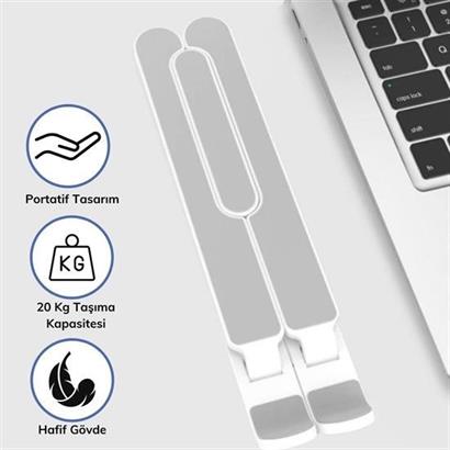 BUFFER® Ayarlanabilir Plastik Dizüstü Destek Tabanı Katlanabilir Taşınabilir Laptop Sehpası Yükselti