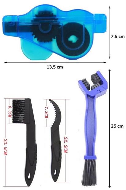 BUFFER® Bisiklet Zincir Dişlisi Koruyucu Pas Sökücü Temizleme Fırçası Aparatı Bakım Seti 4 Parça