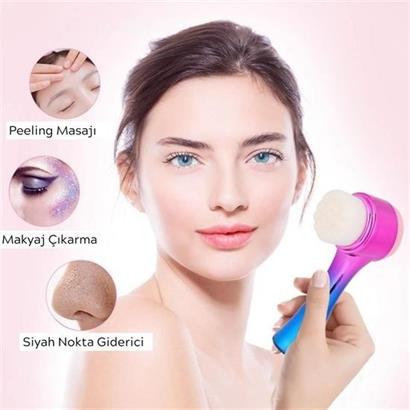 BUFFER® Çift İşlevli Renkli Cilt Yüz Temizleme Fırçası Peeling Masaj Etkili Gözenek Temizleyici Alet