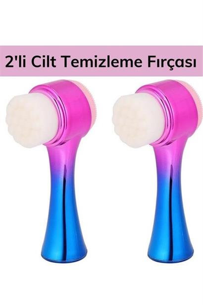 BUFFER® Çift İşlevli Renkli Cilt Yüz Temizleme Fırçası Peeling Masaj Etkili Gözenek Temizleyici Alet