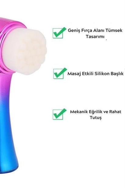 BUFFER® Çift İşlevli Renkli Cilt Yüz Temizleme Fırçası Peeling Masaj Etkili Gözenek Temizleyici Alet