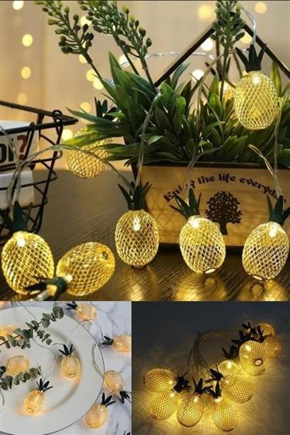 BUFFER® Dekoratif Pilli Pineapple Ananas Pilli Şerit Led Işık (1 Metre)